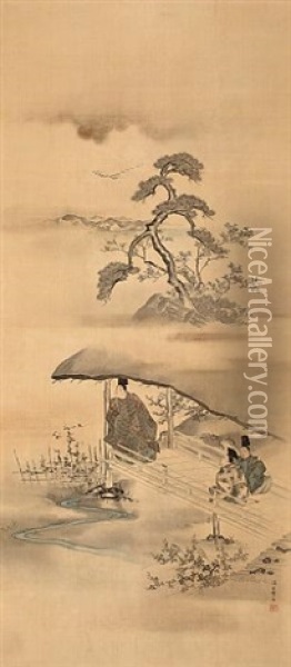 Scene From The Tale Of Genji Oil Painting - Morizumi Tsurana