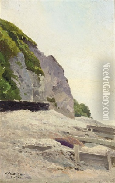 The Coast At Honfleur Oil Painting - Alexandr Semonovich Jegornov