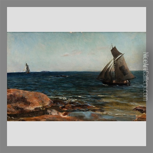 Sailing By The Shore Oil Painting - Akseli Valdemar Gallen-Kallela