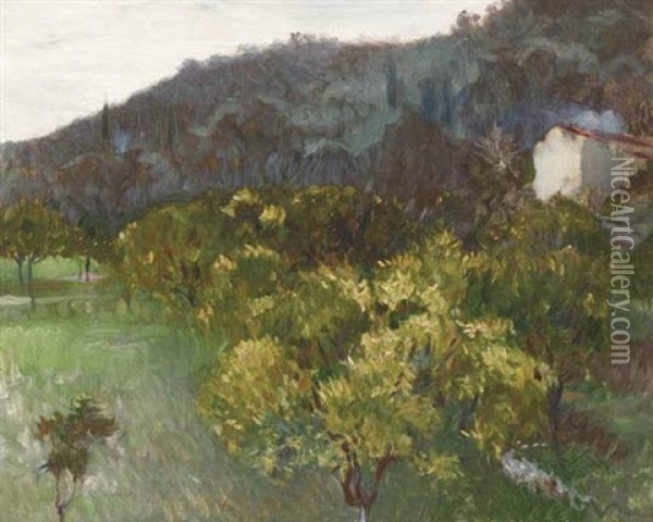 Landscape View Near Nice Oil Painting - John Singer Sargent