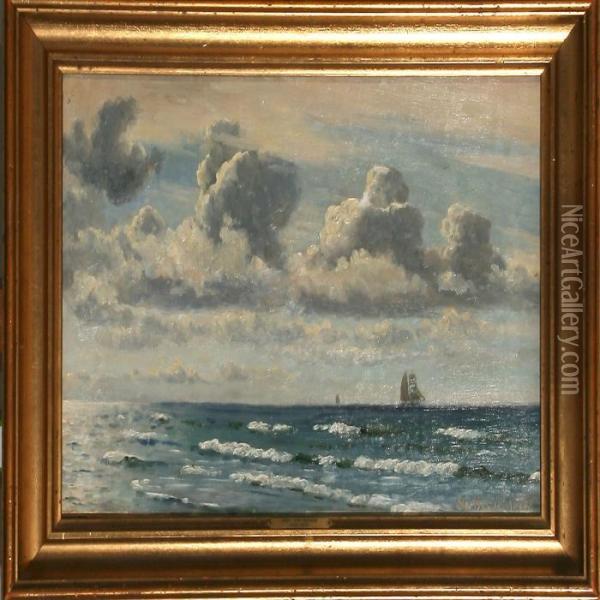 Marine With Sailingships Oil Painting - Christian Vigilius Blache