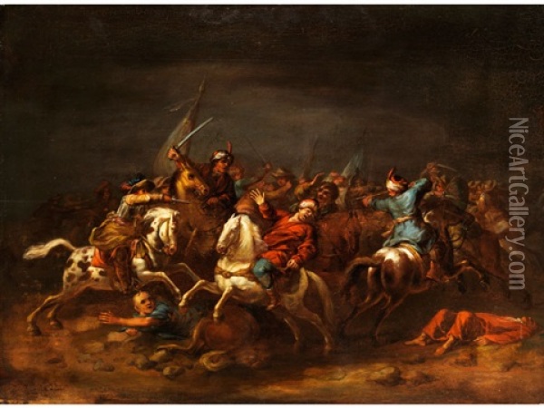 Schlachtenbildszene Aus Dem Turkenkrieg Oil Painting - Francesco Giuseppe Casanova