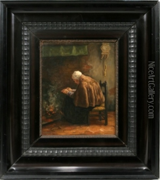 Woman Near Hearth Oil Painting - Jozef Israels
