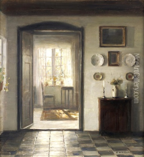 The Sunlit Room Oil Painting - Carl Vilhelm Holsoe