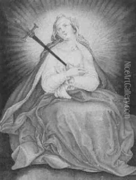The Madonna With Her Heart Pierced By A Sword Oil Painting - Giovanni Battista (il Bergamasco) Castello
