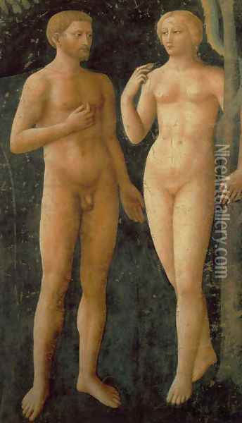 The Temptation Oil Painting - Tommaso Masolino (da Panicale)