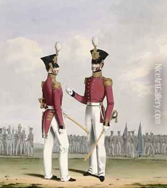 Field Officers of the Royal Marines plate 2 from Costume of the Royal Navy and Marines Oil Painting - L. and Eschauzier, St. Mansion