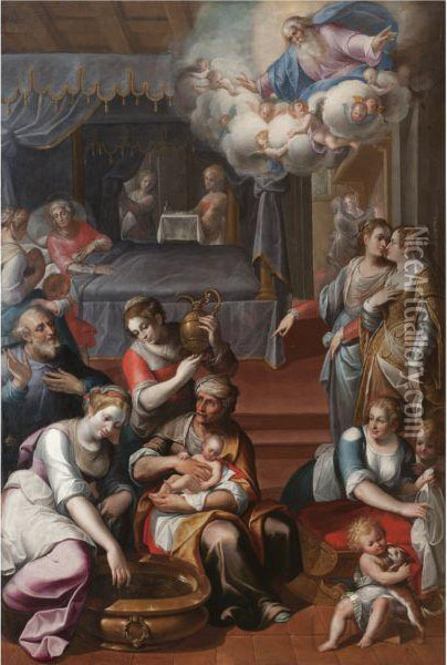 La Nascita Della Vergine Oil Painting - Paolo Camillo Landriani