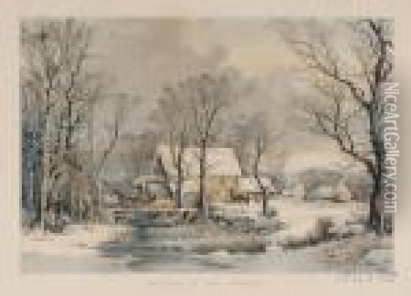 Winter In The Country Oil Painting - Currier & Ives Publishers