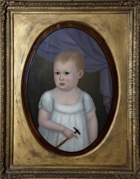 Portrait Of A Child With A Hammer Oil Painting - John, Brewster Jnr.