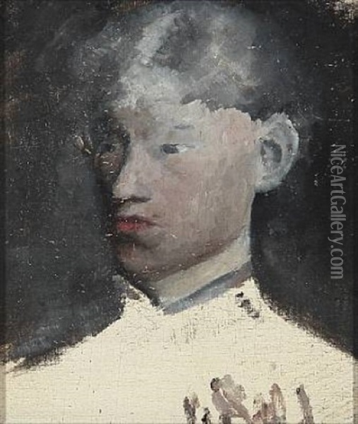 Portrait Of A Woman Oil Painting - Christian Kongstad Petersen