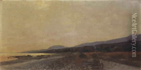 Sommerliche Seeuferpartie Im Abendrot Oil Painting - Gustave Jeanneret