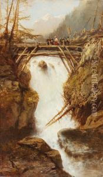 Wasserfall Im Gebirge Oil Painting - Charles Hoguet