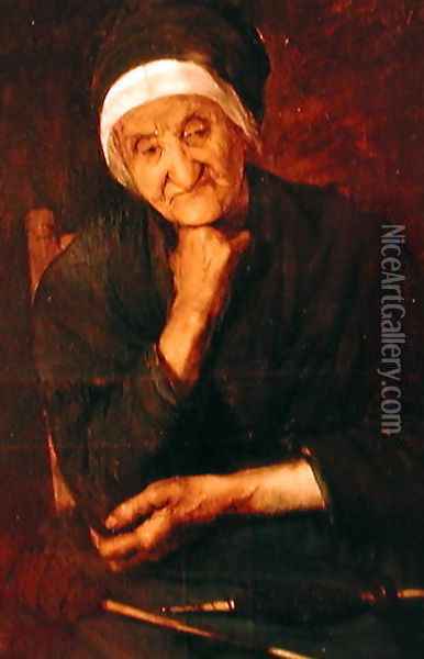 Old woman from Aulus Ariege Oil Painting - Marie, Mrs Dujardin-Beaumetz Petiet