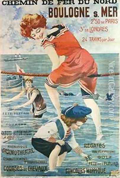 Poster advertising the seaside resort of Boulogne sur Mer Oil Painting - Henri (Boulanger) Gray