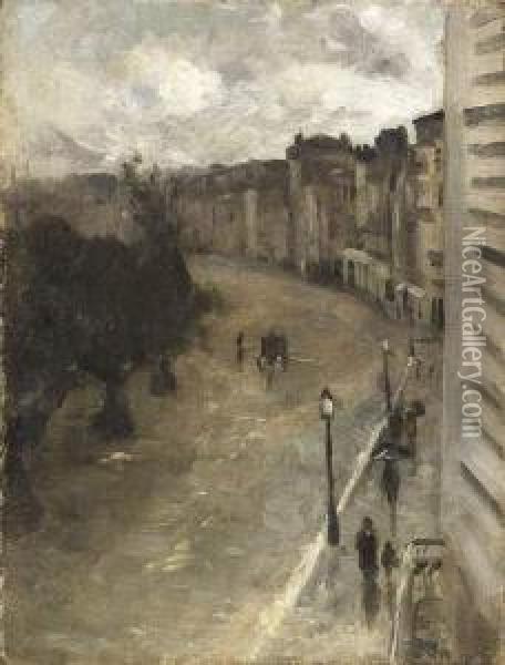 Le Square De Vintimille Vu Depuis Le Balcon De L'appartement D'edouard Vuillard. Oil Painting - Henri-Gabriel Ibels
