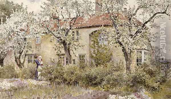 Scrooby Manor House Oil Painting - Elizabeth M. Chettle