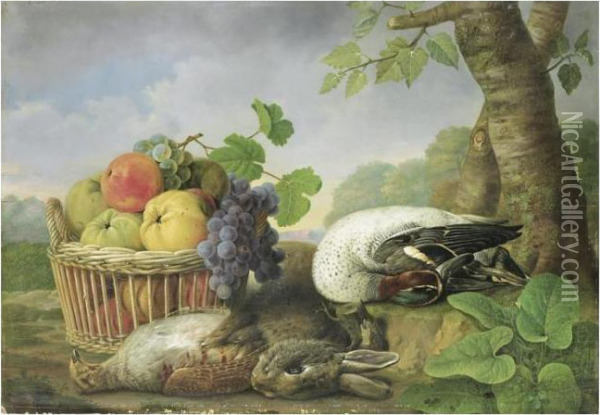 Nature Morte Au Panier De Fruits Oil Painting - Michel Joseph Speeckaert