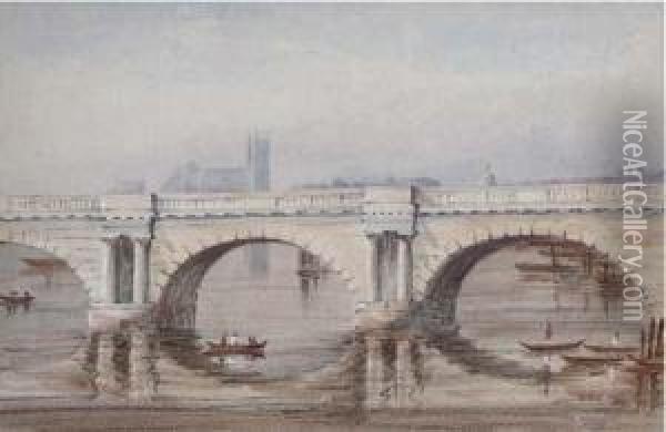 Old Waterloo Bridge Oil Painting - Elizabeth Byam Martin