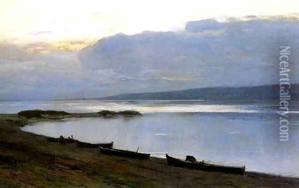 Evening on the Volga 1887 1888 Oil Painting - Isaak Ilyich Levitan