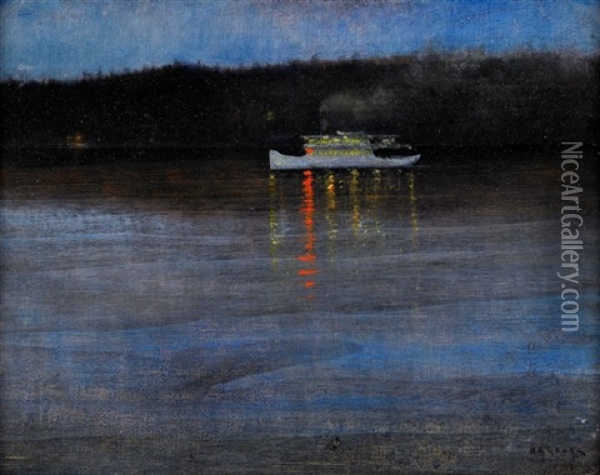 Nattfarjan Oil Painting - August Vilhelm Nikolaus Hagborg