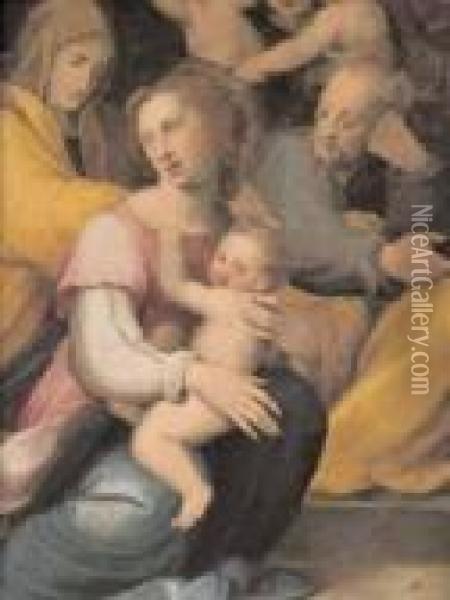 Sacra Famiglia Con Sant'anna E Putti Oil Painting - Francesco Brini Active Florence