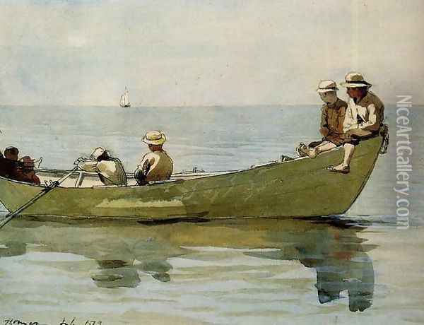 Seven Boys in a Dory Oil Painting - Winslow Homer