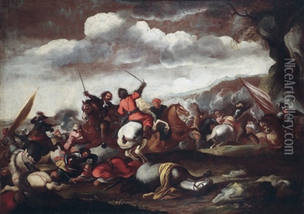 Reitergefecht Zwischen Christen Und Osmanen Oil Painting - Giuseppe Pinacci