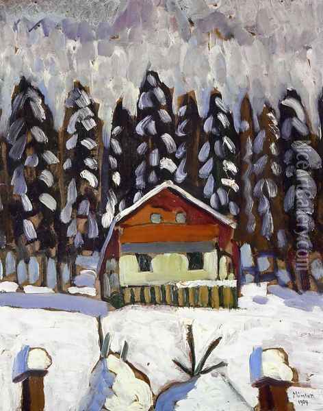 Cabin in the Snow at Kochel Oil Painting - Gabriele Munter