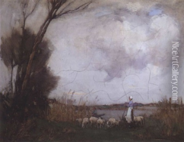 The Shepherdess Oil Painting - William Watt Milne