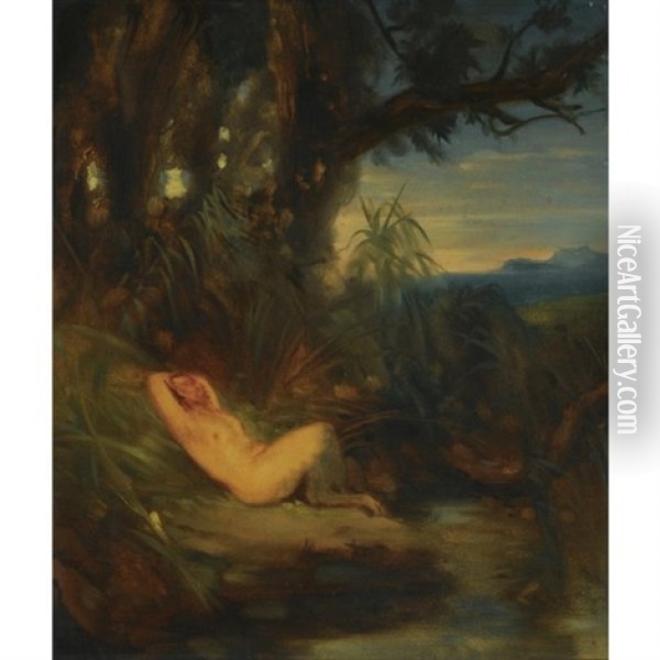 Schlafender Faun - Sleeping Faun Oil Painting - Carl Blechen
