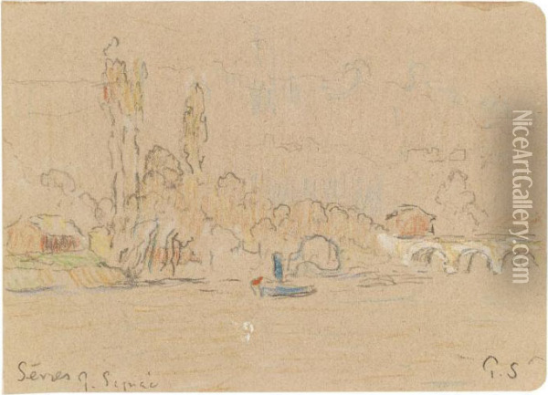 La Seine Pres Desevres Oil Painting - Paul Signac