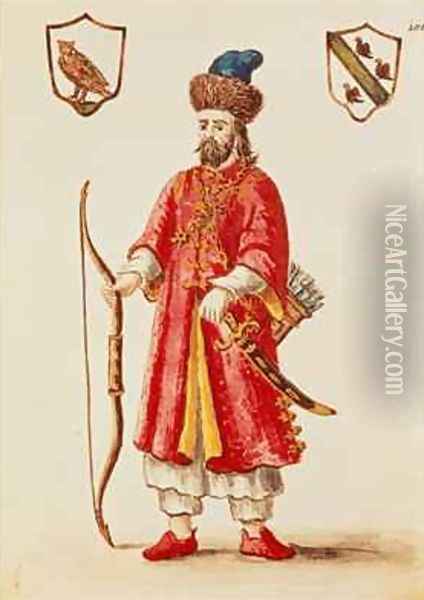 Marco Polo 1254-1324 dressed in Tartar costume Oil Painting - Jan van Grevenbroeck