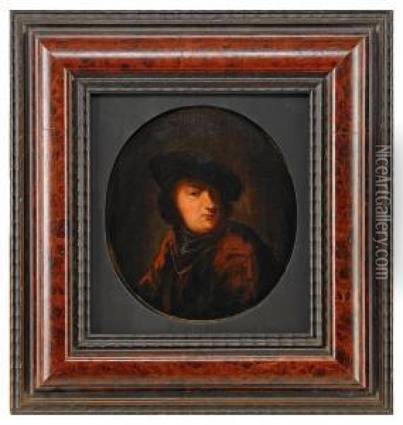 Sjalvportratt Med Barett I Rembrandts Stil Oil Painting - Pehr Horberg
