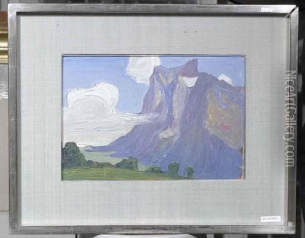 Grindelwald Mit Wetterhorn. Oil Painting - Ettore Burzi
