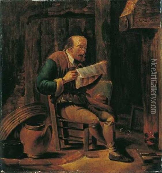 Lesender Mann Oil Painting - Quiringh Gerritsz van Brekelenkam