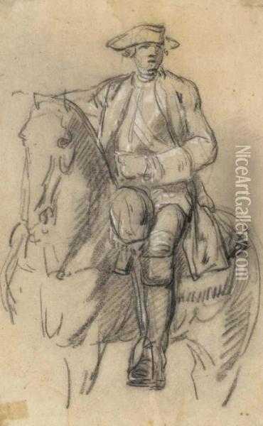 Study Of A Man On A Horse Oil Painting - Charles-Amedee-Philippe van Loo