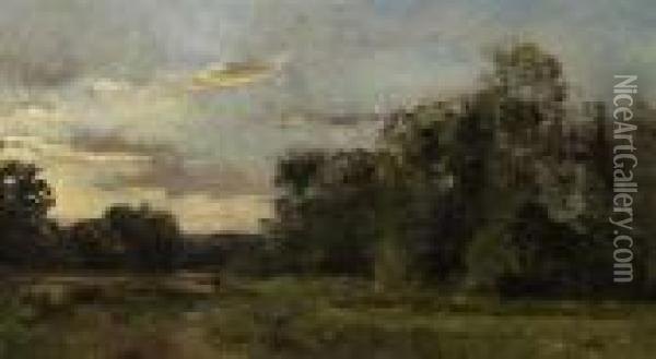 Flusslandschaft Mit Personen. Oil Painting - Karl Pierre Daubigny