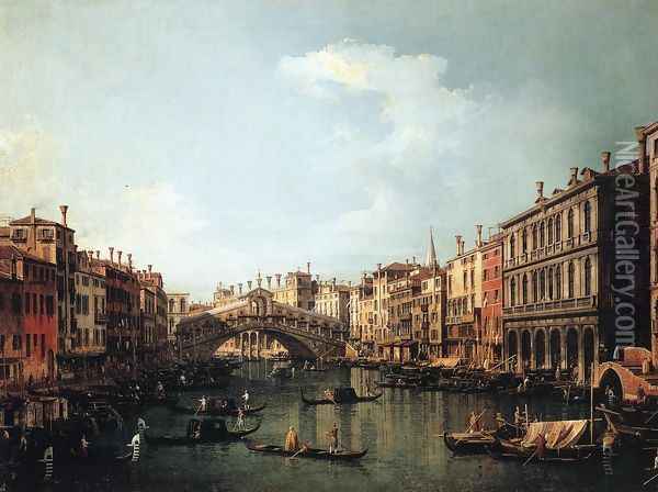 Rialto Bridge from the South Oil Painting - (Giovanni Antonio Canal) Canaletto