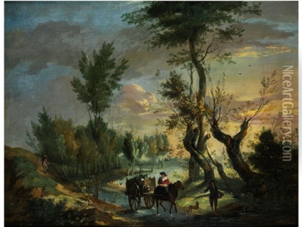 Landschaft Mit Reisenden Oil Painting - Peter (Pieter Andreas) Rysbrack