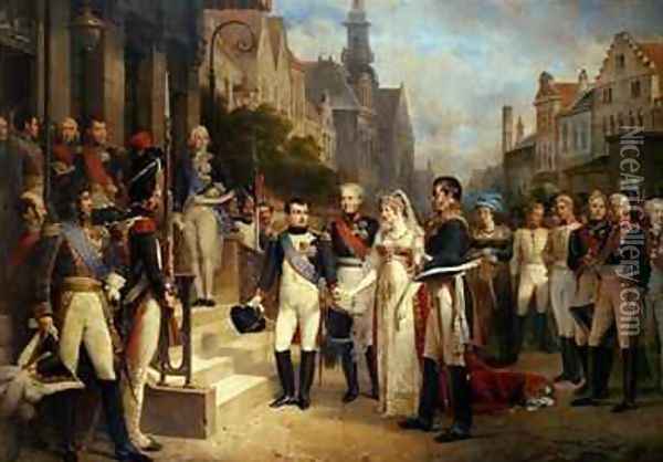 Napoleon Bonaparte 1769-1821 Receiving Queen Louisa of Prussia 1776-1810 at Tilsit Oil Painting - Nicolas Louis Francois Gosse