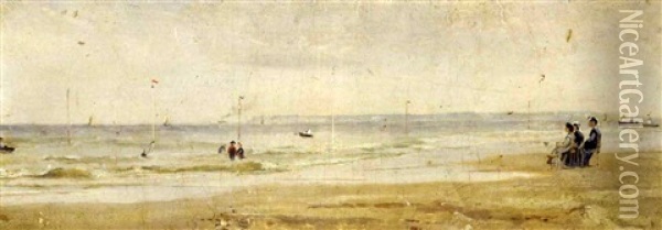 At The Beach At Trouville Oil Painting - Conrad Wise Chapman