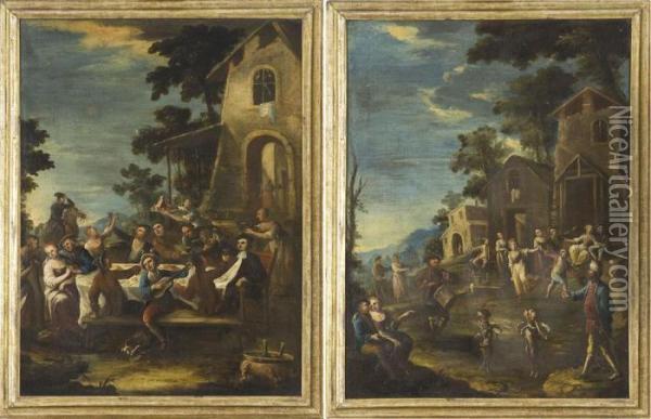 Banchetto Campestre Oil Painting - Pietro Domenico Oliviero