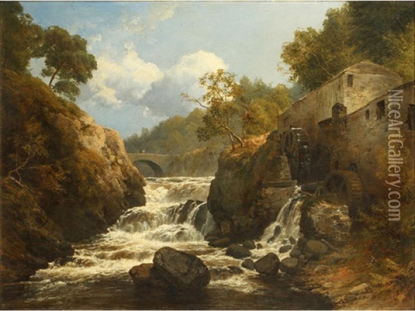 Cleghorn Mill In Ruins, Lanark Oil Painting - Edmund Gill