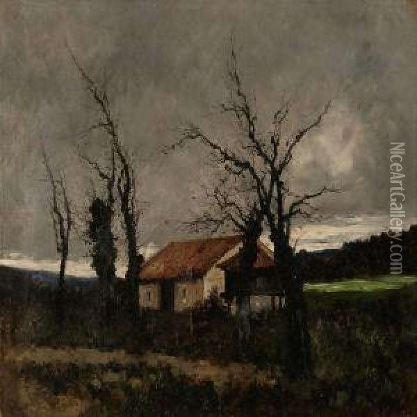 Landscape With A Farmer House Oil Painting - Manuel Ramos Artal