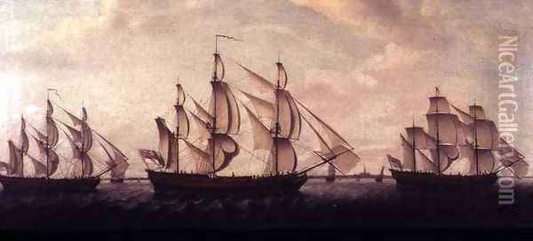 Three Hudson Bay ships in the Thames Oil Painting - Francis Holman