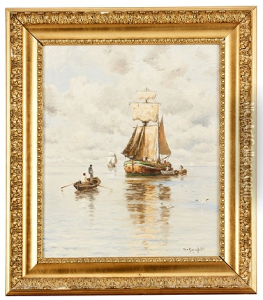 Segelskutor Pa Redden Oil Painting - Wilhelm von Gegerfelt