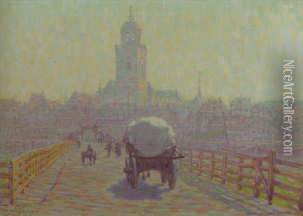 A View Of Deventer Oil Painting - Co (Jacobus Ahazuerus) Breman