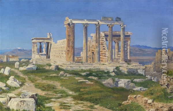 Der Erechtheion-tempel Auf Der Akropolis Oil Painting - Thorald Laessoe