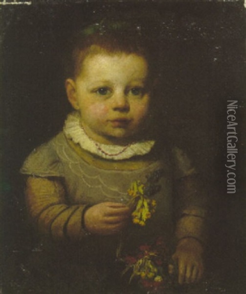 Kleines Madchen Mit Schlusselblumen In Der Rechten Hand Oil Painting - Franz Von Defregger